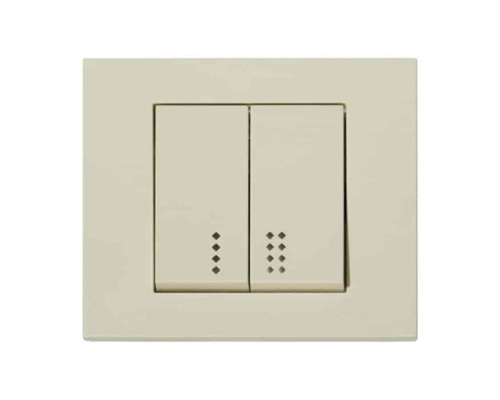 Вимикач 2-клавішний вимикач з підсвіткою кремовий GRANO