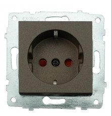 Механізм розетки з заземленням та шторками GRANO мока