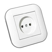 Розетка одинарна без заземлення LOFT білий+сірий · OVIVO · 11853