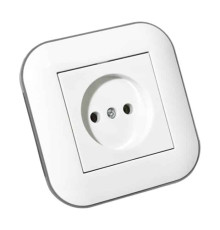 Розетка одинарна без заземлення LOFT білий+сірий