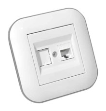 Розетка комп'ютерна (CAT6) LOFT білий+сірий