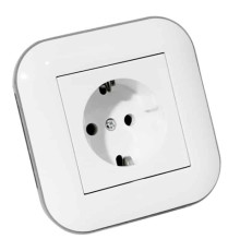Розетка одинарна з заземленням LOFT білий+сірий