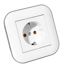 Розетка одинарна з заземленням та шторками LOFT білий+сірий