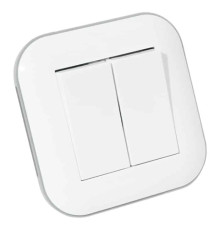 Вимикач 2-клавішний LOFT білий+сірий