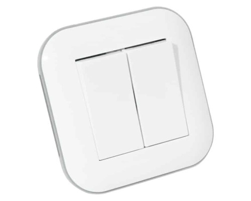 Вимикач 2-клавішний LOFT білий+сірий