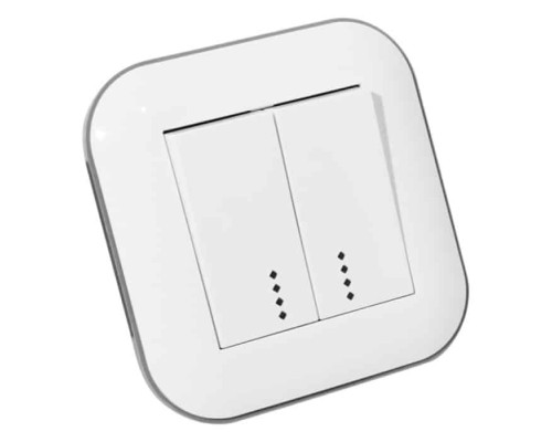 Вимикач 2-клавішний вимикач з підсвіткою LOFT білий+сірий