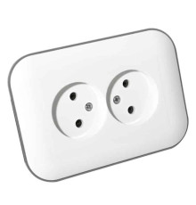 Розетка подвійна без заземлення LOFT білий+сірий