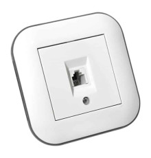 Розетка телефонна LOFT білий+сірий