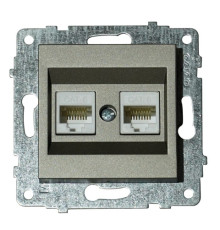 Механізм розетки комп'ютерної двійної (CAT6) GRANO антрацит