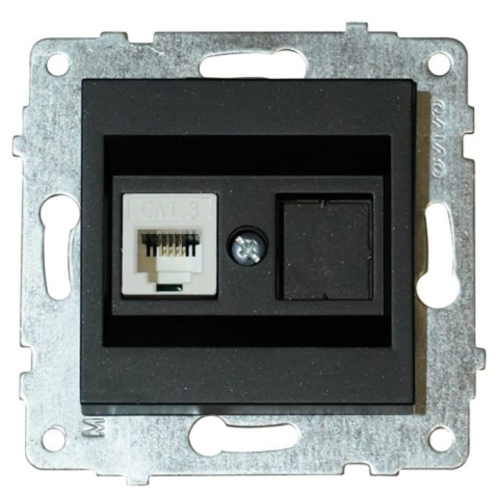 Механізм розетки комп'ютерної (CAT6) GRANO чорний · OVIVO · 11547