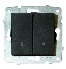 Механізм вимикача прохідний 2-клавішний GRANO чорний