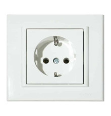 Розетка одинарна з заземленням біла MINA