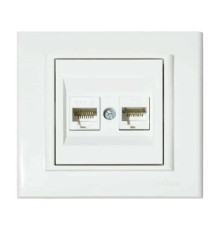 Розетка комп'ютерна двійна (CAT6) біла MINA