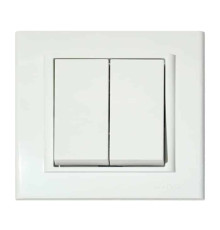 Вимикач 2-клавішний білий MINA