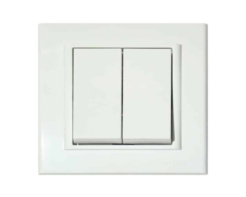 Вимикач 2-клавішний білий MINA