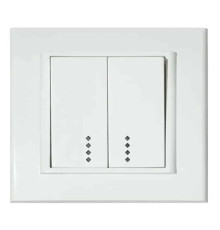 Вимикач 2-клавішний вимикач з підсвіткою білий MINA
