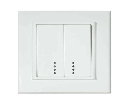 Вимикач 2-клавішний вимикач з підсвіткою білий MINA