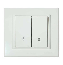 Вимикач прохідний 2-клавішний білий MINA