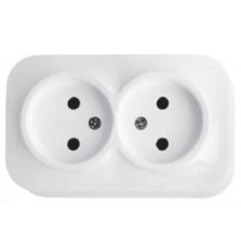 Розетка подвійна без заземлення біла EVA