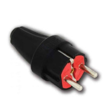 Вилка пряма з заземленням каучукова