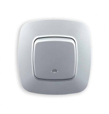 Вимикач 1-клавішний з підсвіткою срібло ELA