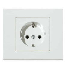 Розетка одинарна з заземленням біла GRANO