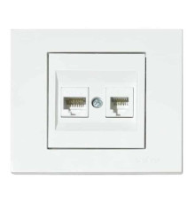 Розетка комп'ютерна двійна (CAT6) біла GRANO