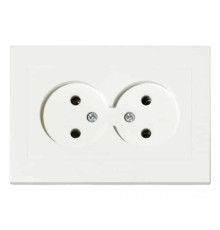 Розетка подвійна без заземлення біла GRANO