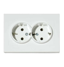 Розетка подвійна з заземленням біла GRANO