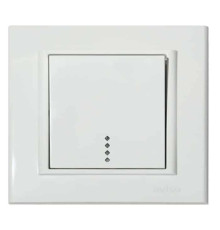 Вимикач 1-клавішний з підсвіткою білий MINA