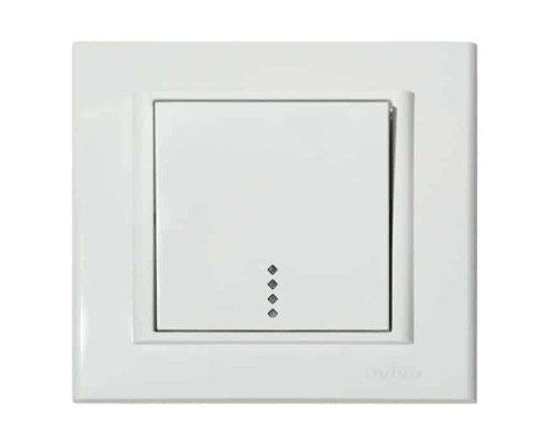 Вимикач 1-клавішний з підсвіткою білий MINA