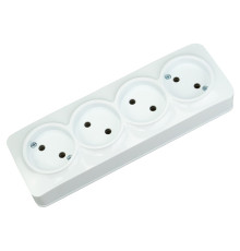Розетка четверна без заземлення біла POWER MAX-4