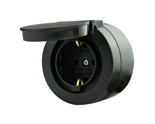 Розетка з заземленням з кришкою антрацит xOne