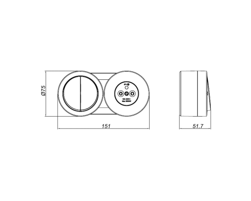 Вимикач 2-клавішний + Розетка з заземленням антрацит xOne