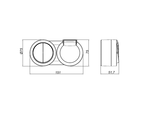 Вимикач 2-клавішний + Розетка з заземленням з кришкою сірий xOne
