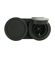 Вимикач 1-клавішний + Розетка з заземленням з кришкою антрацит xOne