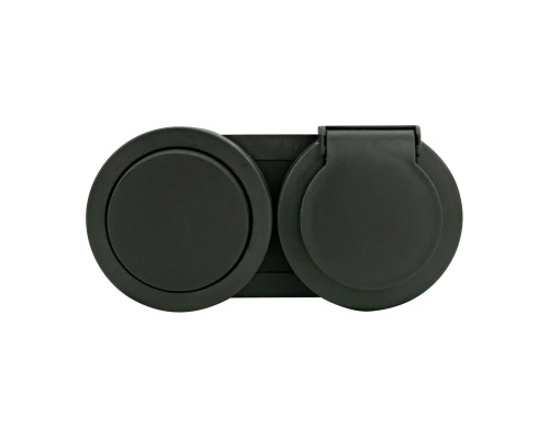 Вимикач 1-клавішний + Розетка з заземленням з кришкою антрацит xOne