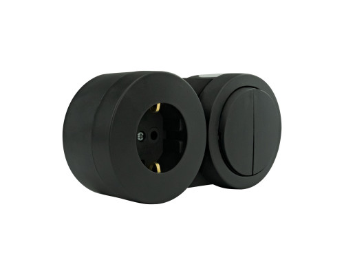 Вимикач 2-клавішний + Розетка з заземленням антрацит xOne