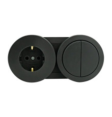 Вимикач 2-клавішний + Розетка з заземленням антрацит xOne