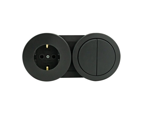 Вимикач 2-клавішний + Розетка з заземленням антрацит xOne