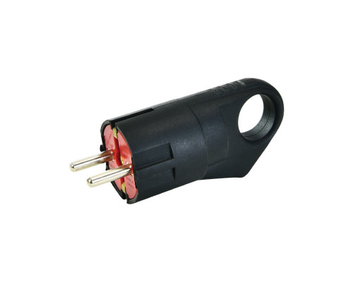 Вилка кутова з вушком з заземленням каучукова