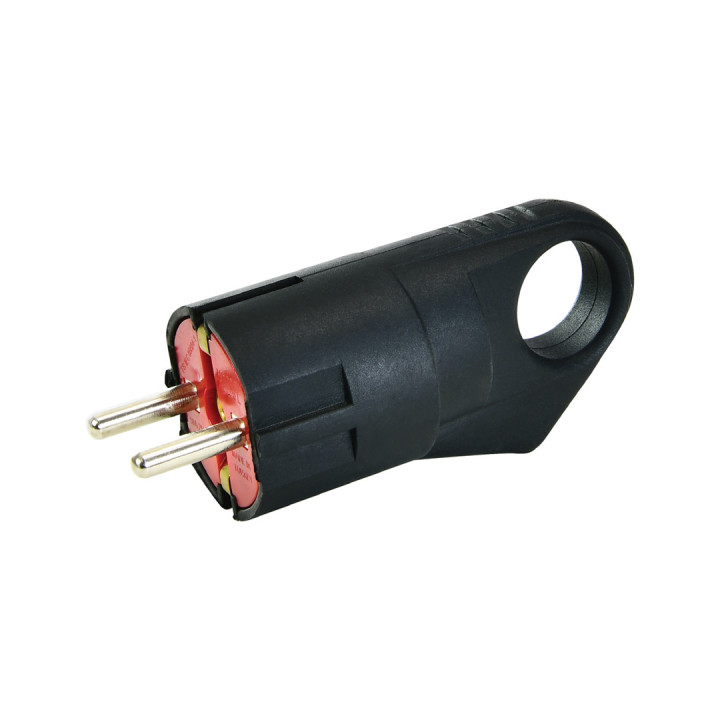 Вилка кутова з вушком з заземленням каучукова · HOROZ ELECTRIC · 22287
