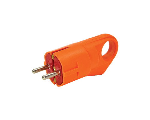 Вилка кутова з вушком з заземленням каучукова