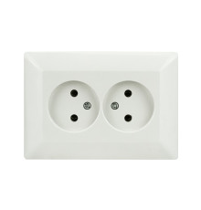 Розетка подвійна без заземлення біла ODAK