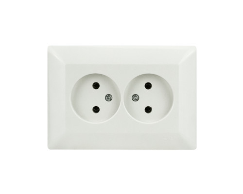 Розетка подвійна без заземлення біла ODAK