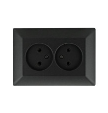 Розетка подвійна без заземлення чорна ODAK