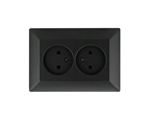 Розетка подвійна без заземлення чорна ODAK