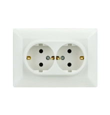 Розетка подвійна з заземленням біла ODAK