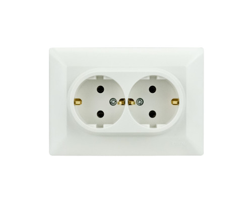 Розетка подвійна з заземленням біла ODAK