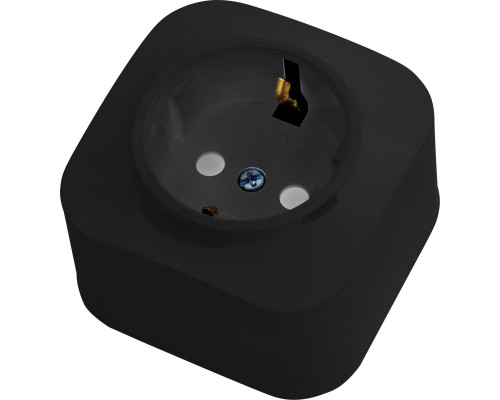 Розетка одинарна з заземленням чорна EVA